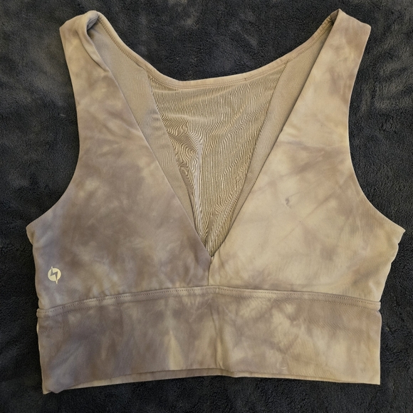 Popflex 💜 Vivid Crop Bra Lavender Marble tie dye mesh crop top bra sz M - Picture 4 of 7